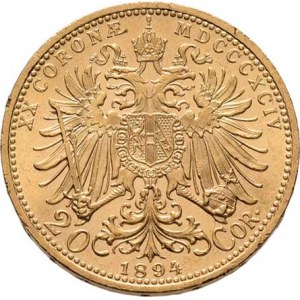 František Josef I., 1848 - 1916, 20 Koruna 1894, 6.769g, dr.hr.