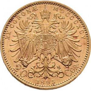 František Josef I., 1848 - 1916, 20 Koruna 1895, 6.769g, nep.hr., nep.rysky