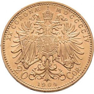 František Josef I., 1848 - 1916, 20 Koruna 1904, 6.768g, nep.rysky