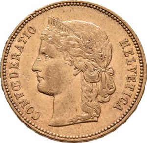 Švýcarsko, republika, 20 Frank 1888 B, Bern, KM.31.3 (Au900, pouze 4.224