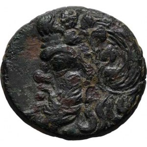 Sarmatia, Pantikapaion, 4. - 2. stol. př.Kr., AE 24mm, Hlava starého satyra zleva/ luk, šíp, nápis,