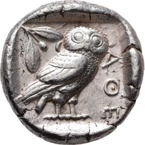 Attika, Atény, 455 - 449 př.Kr., AR Tetradrachma, Hlava Atény zprava / sova zprava,