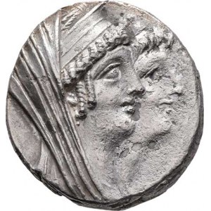 Syrie, Kleopatra a Antiochos VIII., 125 - 121 př.Kr., AR Tetradrachma, dvojportrét zprava / sedící