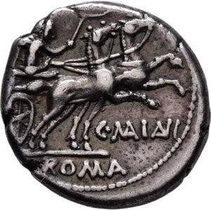 C.Maianius, 153 př.Kr., AR Denár, Hlava Romy, zn.X/ Victoria na bize zprava