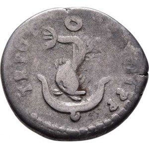 Domitianus, 81 - 96, AR Denár, Rv:TR.POT.COS.VIII.P.P., delfín a kotva,