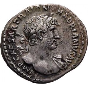 Hadrianus, 117 - 138, AR Denár, Rv:P.M.TR.P.COS.III., stojící Fortuna,