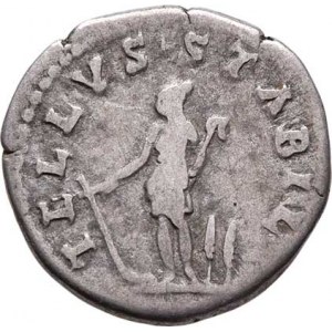 Hadrianus, 117 - 138, AR Denár, Rv:TELLUS.STABIL., stojící Tellus zleva,