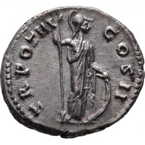 Marcus Aurelius, jako césar, 139 - 161, AR Denár, Rv:TR.POT.III.COS.II., stojící Minerva,