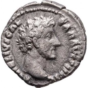 Marcus Aurelius, jako césar, 139 - 161, AR Denár, Rv:TR.POT.VI.COS.II., Genius u oltáře,