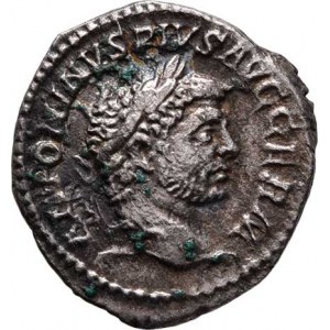 Caracalla, 198 - 217, AR Denár, Rv:P.M.TR.P.XVIIII.COS.IIII.P.P., stojící