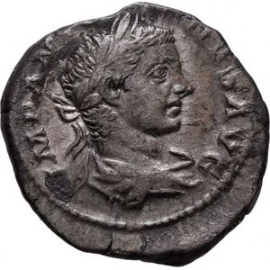 Elagabalus, 218 - 222, AR Denár, Rv:LAETITIA.PVBL., stojící Laetitia,