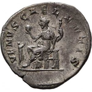 Julia Soaemias - matka Elagabala, AR Denár, Rv:VENVS.CAELESTIS., sedící Venuše,