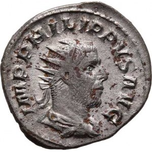 Philippus I., 244 - 249, AR Antoninianus, Rv:SAECVLARES.AVGG.COS.III., sloup