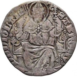 Itálie - Milán, Giovanni Galeazo Visconti, 1378-1402, Grosso b.l., svatý Ambrož, opis/ milánský zna