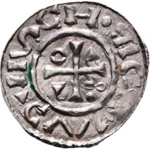 Německo - Řezno, Jindřich IV. Svatý, 995 - 1002, Denár b.l., pod kaplicí HCOV, Hahn.27/i1, podobn