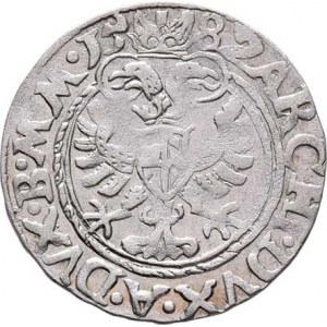 Rudolf II., 1576 - 1612, Bílý groš 1582, Jáchymov-Kadner, J.12, MKČ.403,