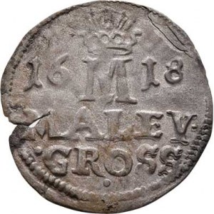 Matyáš II., 1612 - 1619, Malý groš 1618, Jáchymov-Lengefelder, HN.2a(opis 3b),