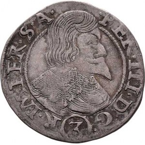 Ferdinand III., 1637 - 1657, 3 Krejcar 1638, Praha-Wolker, J.3a, MKČ.1180, 1.733g,