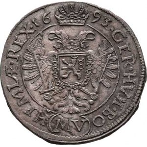Leopold I., 1657 - 1705, VI Krejcar 1693 MV, Praha-Waist, Nech.163, MKČ.1417,