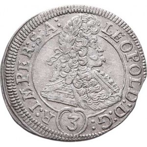 Leopold I., 1657 - 1705, 3 Krejcar 1695 GE, Praha-Egerer, MKČ.1426, Nech.203,