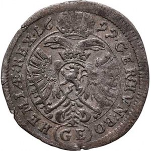 Leopold I., 1657 - 1705, 3 Krejcar 1699 GE, Praha-Egerer, MKČ.1429, Nech.212,