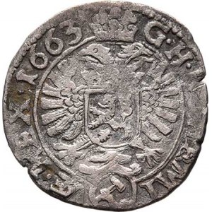 Leopold I., 1657 - 1705, 3 Krejcar 1663, K.Hora-Hackl, Nech.280, MKČ.1451,