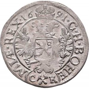 Leopold I., 1657 - 1705, 3 Krejcar 1691 CK, K.Hora-Krahe, Nech.309, MKČ.1455,