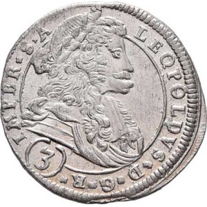 Leopold I., 1657 - 1705, 3 Krejcar 1695 CK, K.Hora-Krahe, Nech.314, MKČ.1458,