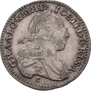 Josef II., (1765 -) 1780 - 1790, 3 Krejcar 1779 C/VS-K, Praha, P.12, MKČ.2018, 1.638g,