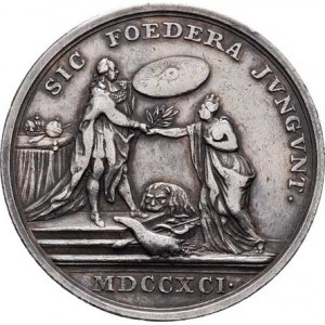 Leopold II., 1790 - 1792, Nesign. - medaile na holdov. belgických stavů 1791 -