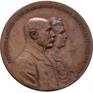 Auersperg, František Josef a Vilemína Kinská, Jauner - AE medailka na stříbrnou svatbu 10.1.1903 -