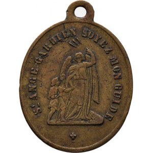 Církevní medaile - ražené svátostky oválné, Korunovaná Panna Marie, dva francouzské opisy, 1830 /