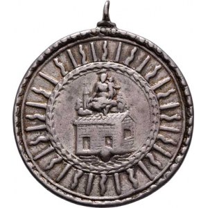 Církevní medaile - ostatní - nesignované, Bůh Otec ženající pěti světcům, latin. opis a nápis /