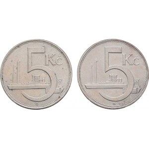 Československo 1918 - 1938, 5 Koruna 1929, 1930, KM.11 (Ag500), 7.030g, 7.017g,
