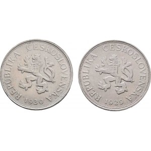 Československo 1918 - 1938, 5 Koruna 1929, 1930, KM.11 (Ag500), 7.030g, 7.017g,