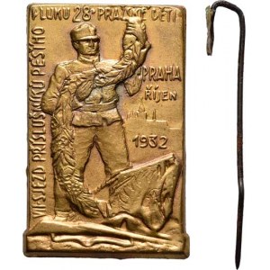 Československo - plukovní pamětní medaile a odznaky, 28.pěší pluk 1932 - odznak VII.sjezdu příslušn