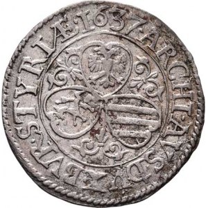 Ferdinand II., 1619 - 1637, 3 Krejcar 1637, Štýrský Hradec, M-A.134, 1.571g,
