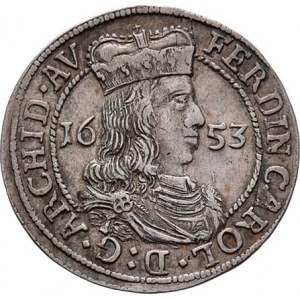 Arcivévoda Ferdinand Karel, 1632 - 1662, 3 Krejcar 1653, Hall, M-A.151, 1.514g, nep.exc.,