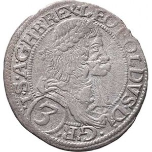 Leopold I., 1657 - 1705, 3 Krejcar 1672, Vídeň-Faber, Nech.1969, M-A.171,