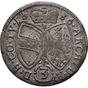 Leopold I., 1657 - 1705, 3 Krejcar 1686, Hall, Nech.2448, M-A.185, 1.354g,