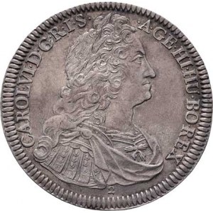 Karel VI., 1711 - 1740, Tolar 1737 - v aversu pod poprsím číslo razidla 2,