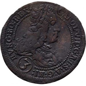 Karel VI., 1711 - 1740, 3 Krejcar 1714 - měděný odražek, Štýrský Hradec,