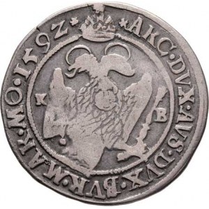 Rudolf II., 1576 - 1612, 1/4 Tolar 1592 KB, Kremnica, Hal.322, Husz.1046,