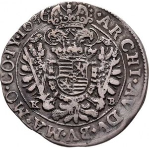 Ferdinand II., 1619 - 1637, 1/4 Tolar 1636 KB, Kremnica, Hal.153, Husz.1189,