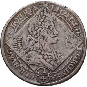 Leopold I., 1657 - 1705, 1/4 Tolar 1694 KB, Nech.1132, Husz.1410, 6.855g,