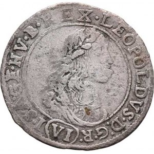 Leopold I., 1657 - 1705, VI Krejcar 1673 KB, Kremnica, Nech.1194, Husz.1450,