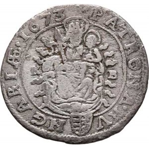 Leopold I., 1657 - 1705, VI Krejcar 1673 KB, Kremnica, Nech.1194, Husz.1450,