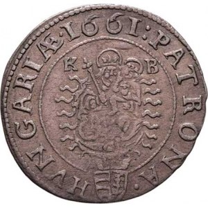 Leopold I., 1657 - 1705, 3 Krejcar 1661 KB, Kremnica, Nech.1203, Husz.1463,