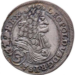 Leopold I., 1657 - 1705, 3 Krejcar 1697 CH-CSH, Bratislava-Hunger, Nech.1660,