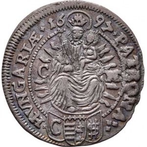 Leopold I., 1657 - 1705, 3 Krejcar 1697 CH-CSH, Bratislava-Hunger, Nech.1660,